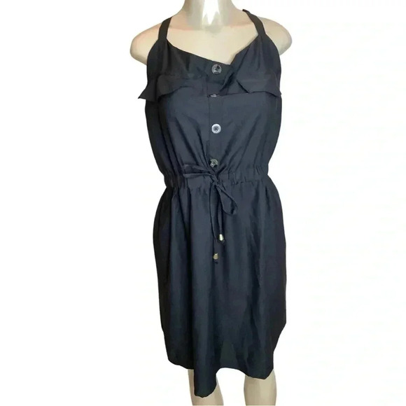Hint of Blush Black Mini Dress with Adjustable Straps and waist tie New - Picture 1 of 7